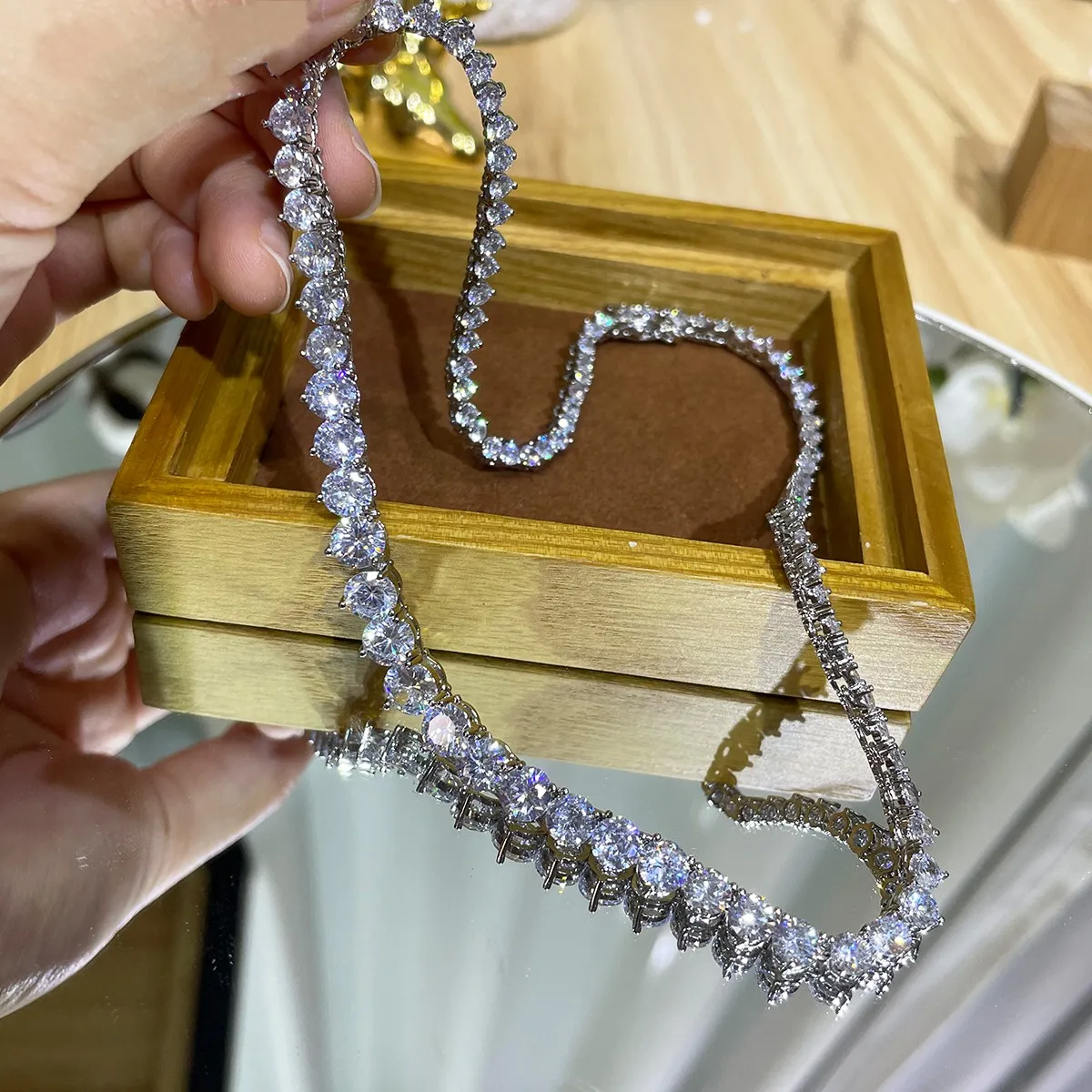 Cross Pendant Necklace Gold - Luxury Designer 7MM Iced Out Tennis
