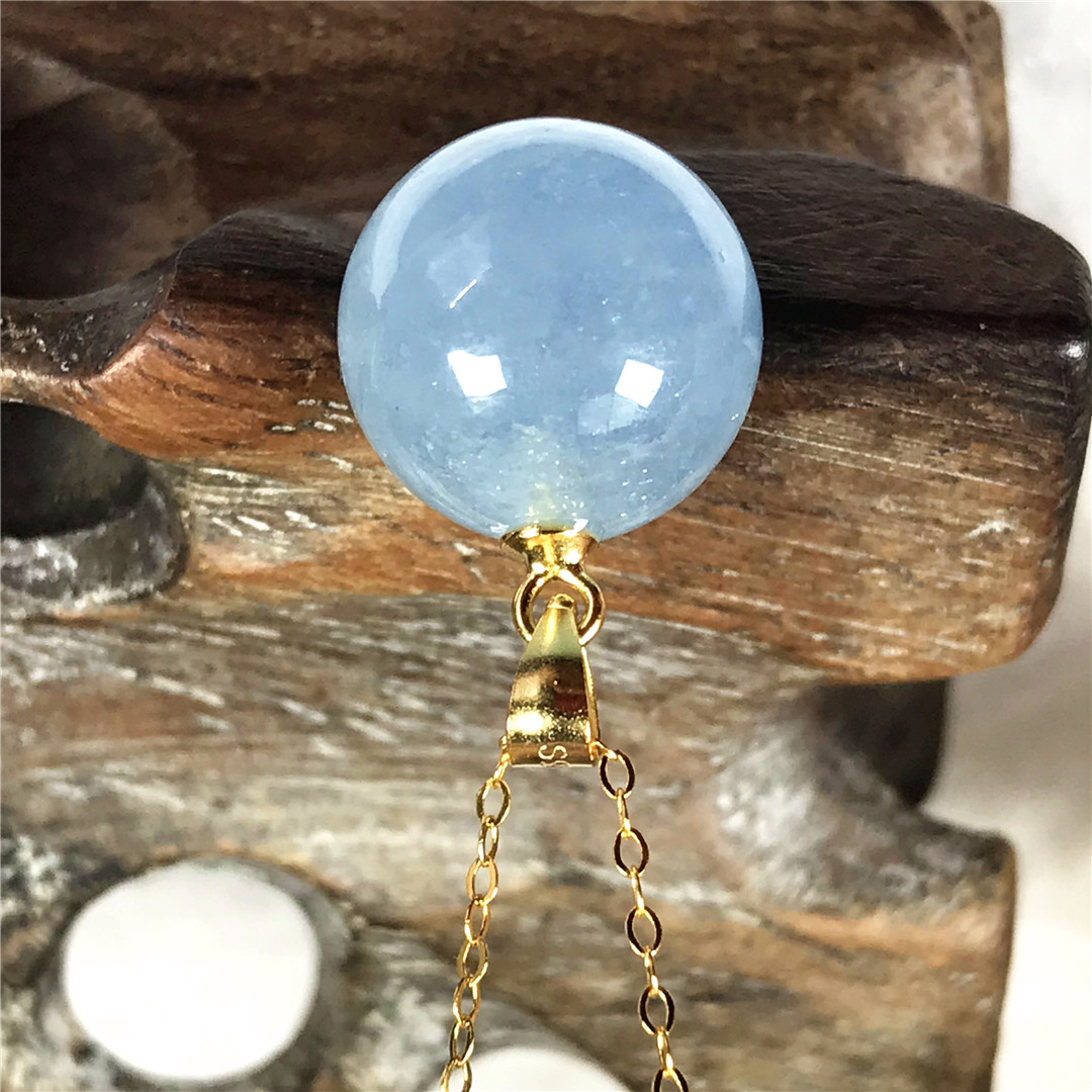 13mm Natural Blue Aquamarine P - 925 Sterling Silver Chain Necklace Men recension och pris