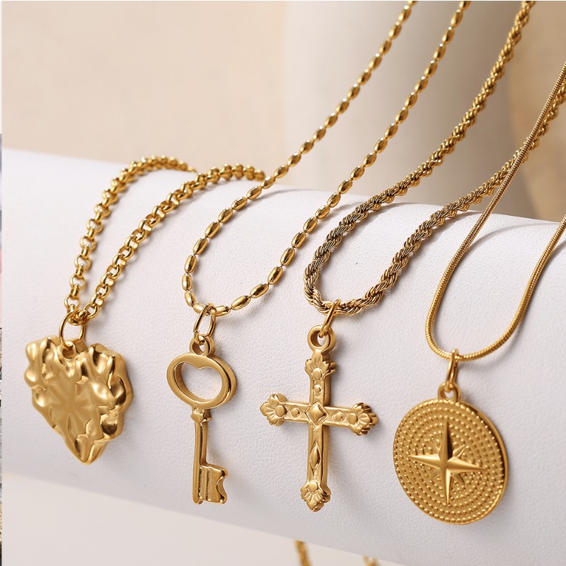 1Pc Stainless Steel Pendant Pl - Cross Pendant Necklace Gold recension och pris