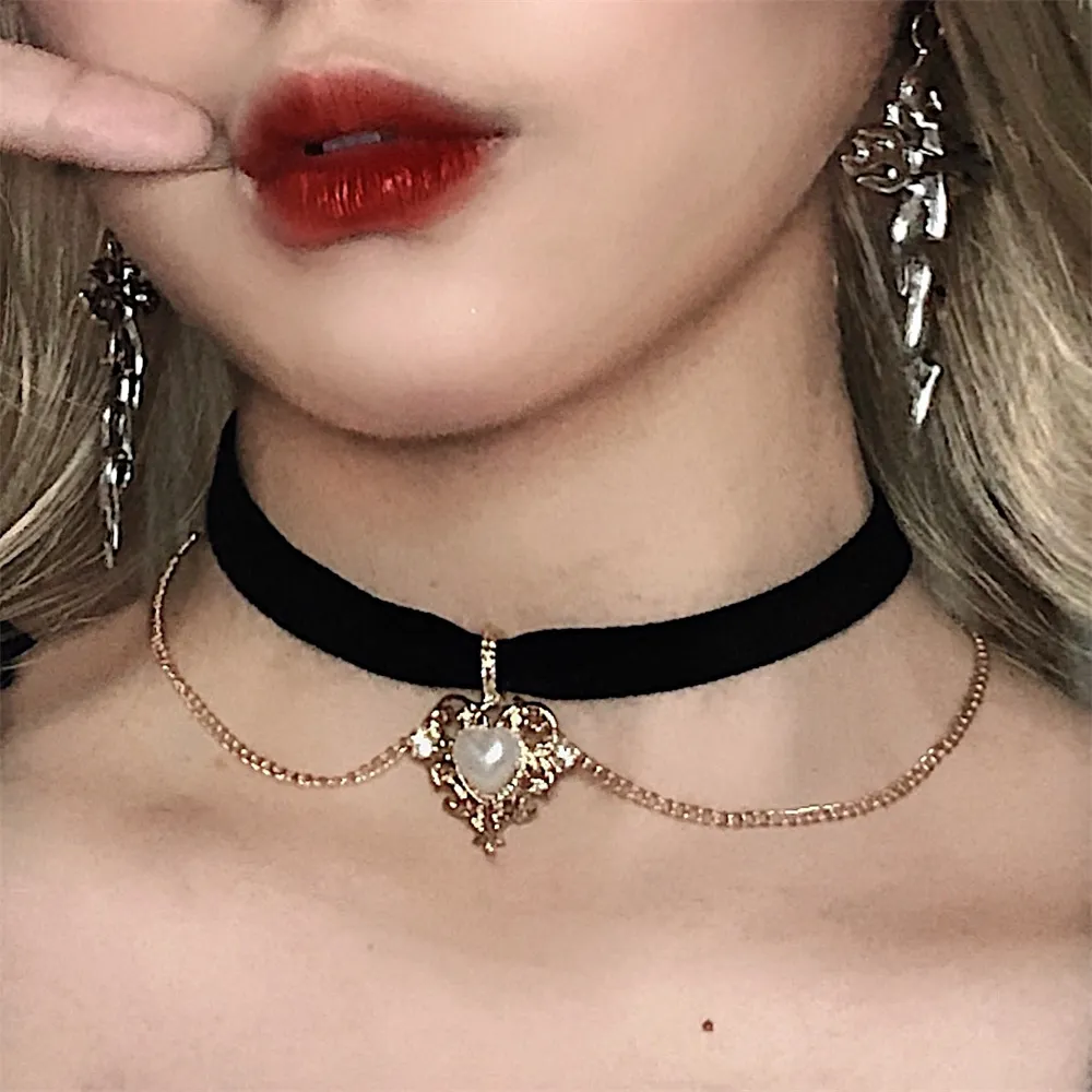 Vintage Velvet Chain Choker Ne - Pearl Choker Necklace Vintage recension och pris