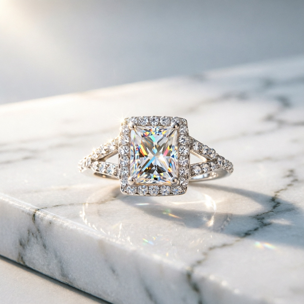 Hot selling fashion 100% S925  - Moissanite Engagement Ring 1 Carat recension och pris