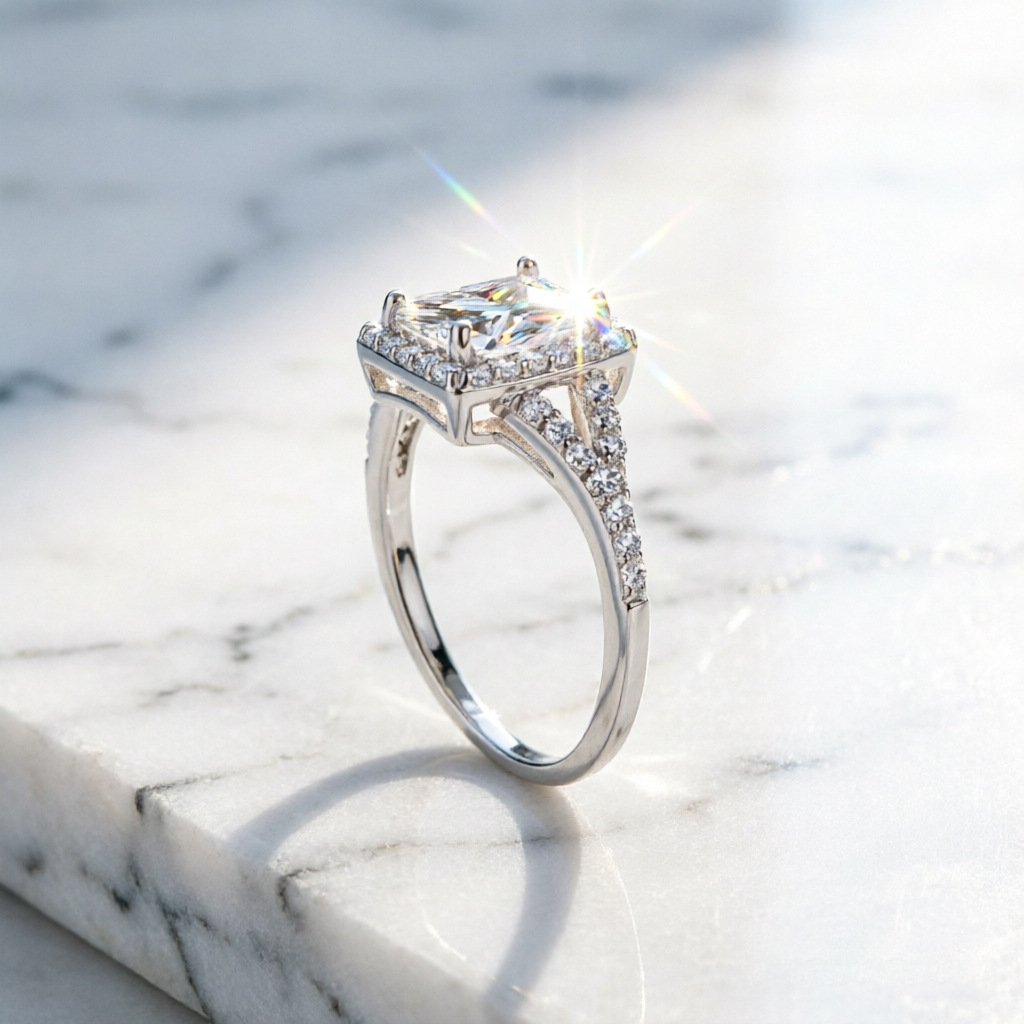Hot selling fashion 100% S925  - Moissanite Engagement Ring 1 Carat recension och pris