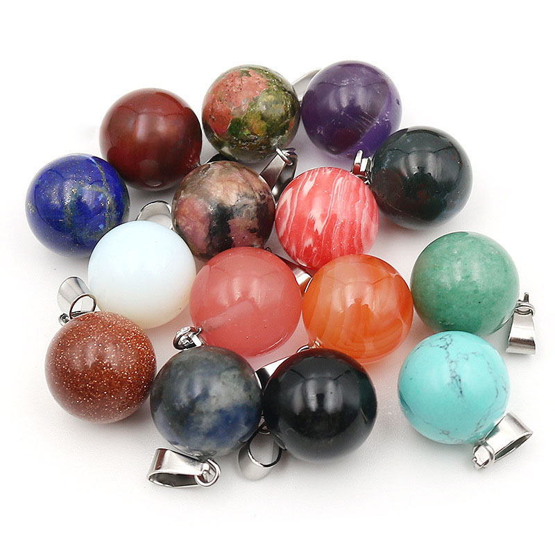 20pcs/ Bag 14mm  Natural Stone - Crystal Pendant Necklace Natural Stone recension och pris