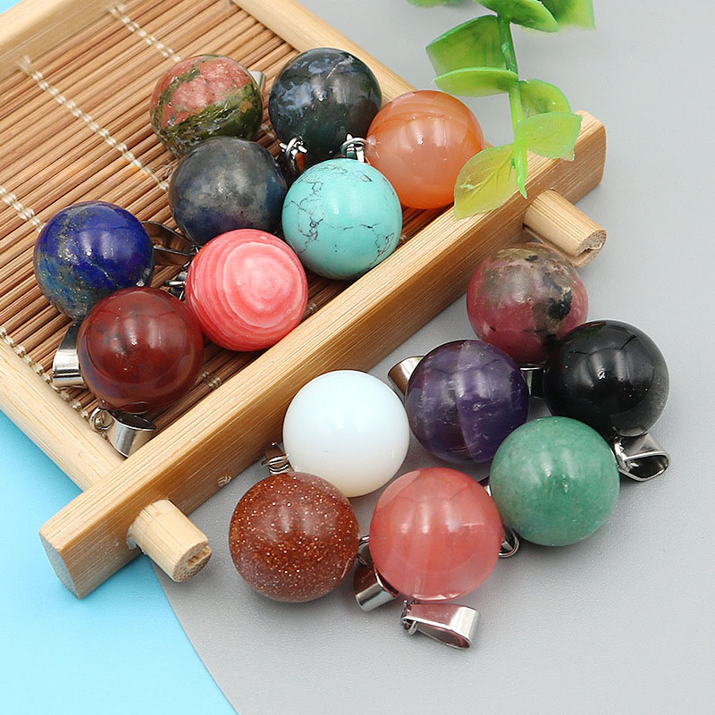 20pcs/ Bag 14mm  Natural Stone - Crystal Pendant Necklace Natural Stone recension och pris