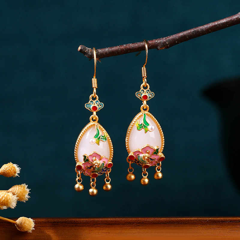 Natural Jade Flower Earrings C - Earrings recension och pris