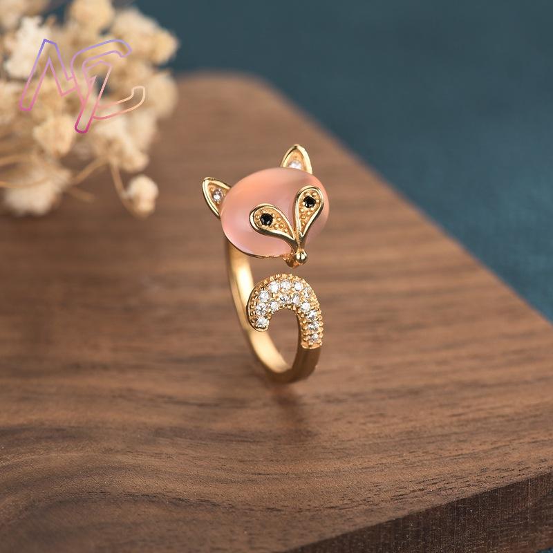 Pink Natural Jade Fox Rings Re - Rings recension och pris