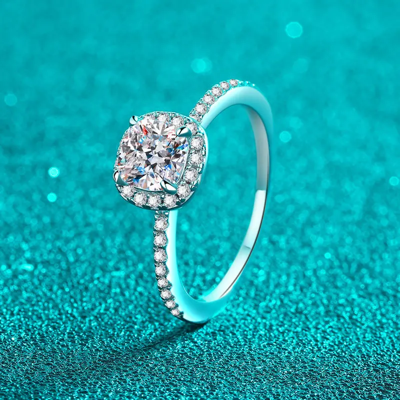 S925 Sterling Silver Moissanit - Moissanite Engagement Ring 1 Carat recension och pris