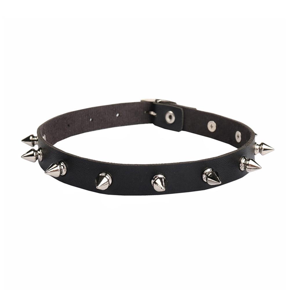 Black PU Leather Choker Neckla - Goth Punk Spike Choker recension och pris