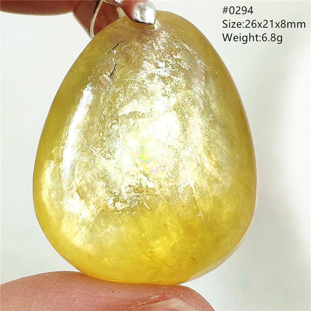Natural Yellow Lepidolite Quar - 925 Sterling Silver Chain Necklace Men recension och pris